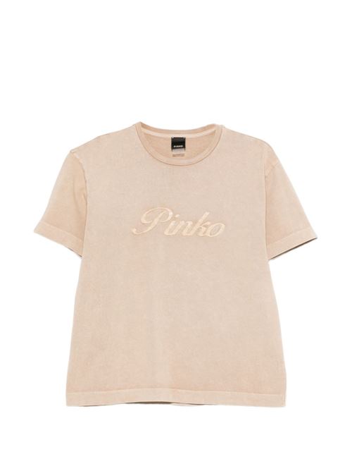 T-shirt donna Pinko beige con scritta PINKO | 106575A36TC36