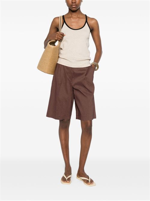 Bermuda donna Pinko in lino stretch marrone PINKO | 106594A34IL78