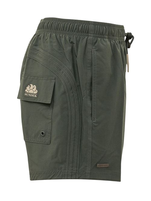 Costume uomo Sundek boxer mare microfibra verde scuro con arcobaleno SUNDEK | GM504BDP770055101