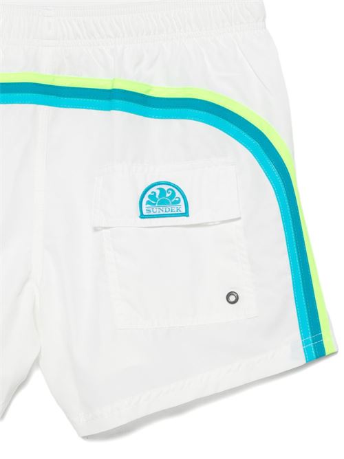 Costume uomo Sundek boxer mare microfibra riciclata bianco con arcobaleno SUNDEK | M504BDP030000630