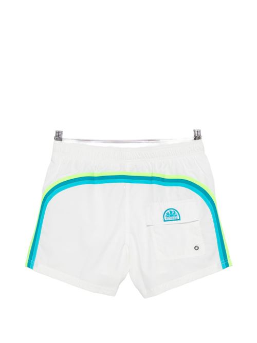 Costume uomo Sundek boxer mare microfibra riciclata bianco con arcobaleno SUNDEK | M504BDP030000630
