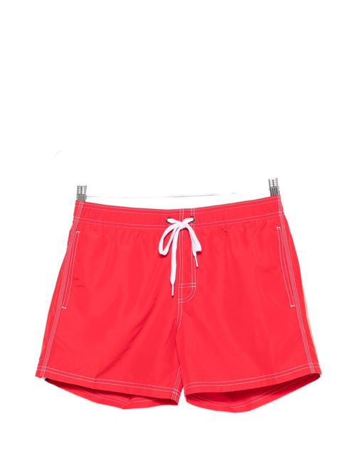 Costume uomo Sundek boxer mare microfibra riciclata rosso con arcobaleno SUNDEK | M504BDP030062101