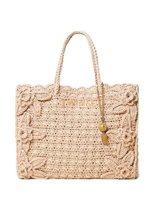 Borsa Tote donna Twinset nera con applicazioni fiori TWINSET | 261TB751013161
