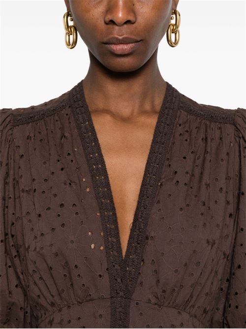 Abito donna midi marrone con maniche a palloncino TWINSET | 261TF211112110