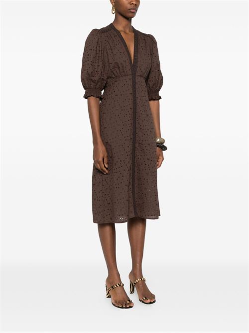 Abito donna midi marrone con maniche a palloncino TWINSET | 261TF211112110