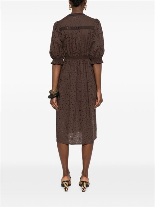 Abito donna midi marrone con maniche a palloncino TWINSET | 261TF211112110