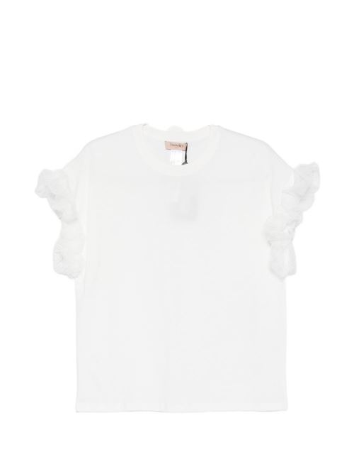 T-shirt donna bianca con ruches TWINSET | 261TP204A00001
