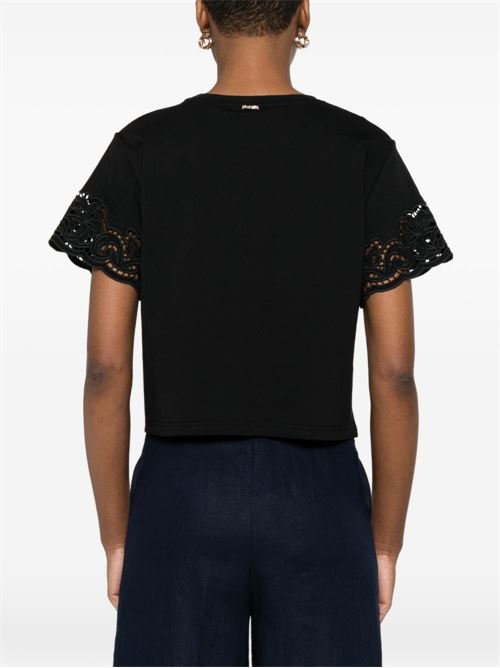 T-shirt donna nera maniche corte TWINSET | 261TP244000006