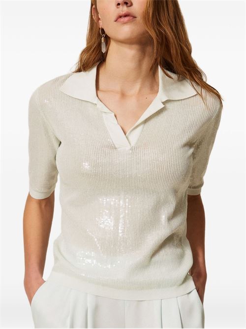 Polo donna con paillettes TWINSET | 261TP330013162