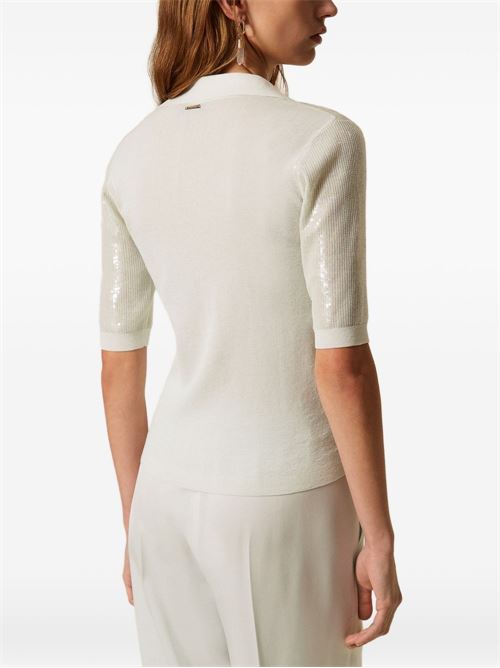 Polo donna con paillettes TWINSET | 261TP330013162