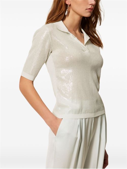 Polo donna con paillettes TWINSET | 261TP330013162