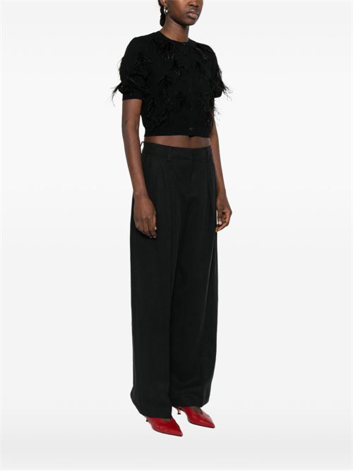 Maglia donna nera con piume TWINSET | 261TP342100006