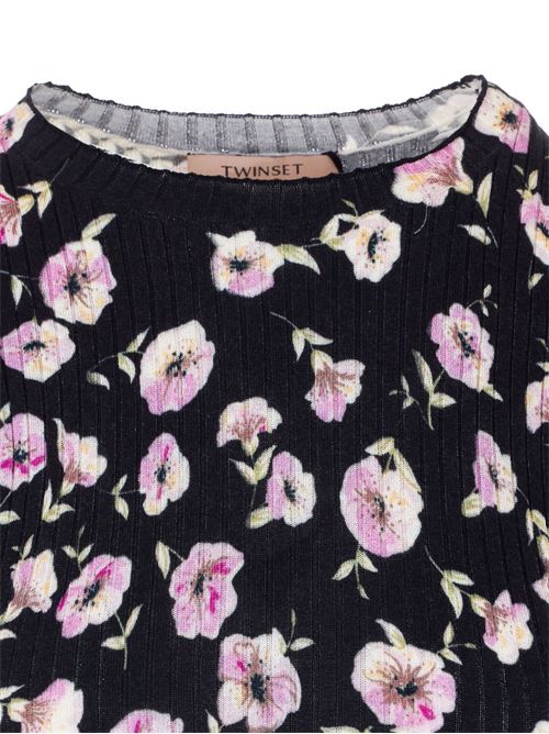 Maglia donna nera con motivo floreale TWINSET | 261TP346013409