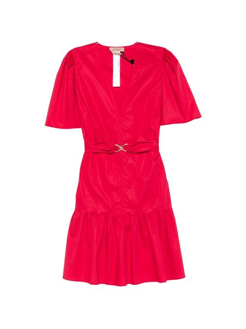 Abito donna Twinset rosso in popeline con scollo a V e cintura TWINSET | 261TT216003725