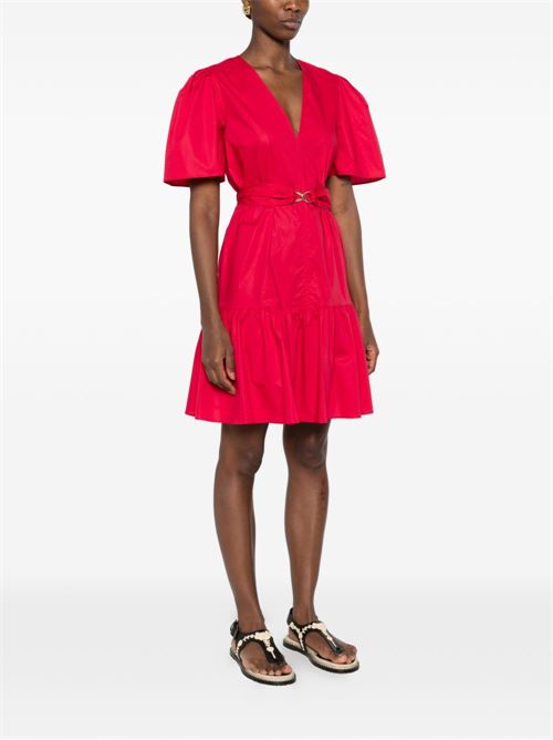 Abito donna Twinset rosso in popeline con scollo a V e cintura TWINSET | 261TT216003725
