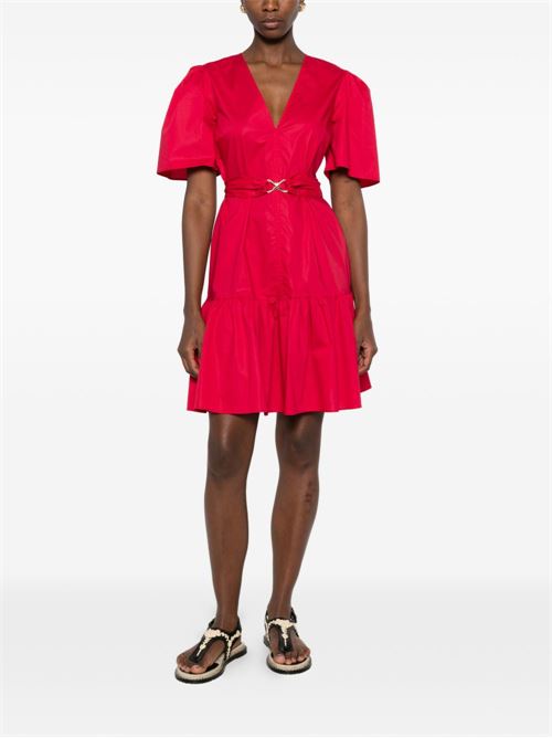 Abito donna Twinset rosso in popeline con scollo a V e cintura TWINSET | 261TT216003725