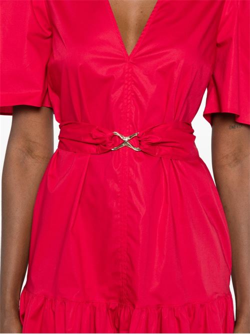Abito donna Twinset rosso in popeline con scollo a V e cintura TWINSET | 261TT216003725