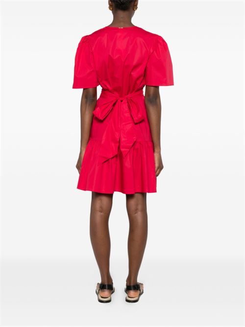 Abito donna Twinset rosso in popeline con scollo a V e cintura TWINSET | 261TT216003725