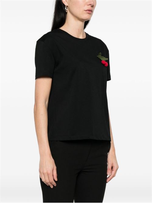 T-shirt donna nera con dettaglio ciliege TWINSET | 261TT227100006