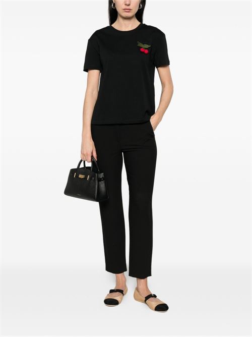 T-shirt donna nera con dettaglio ciliege TWINSET | 261TT227100006