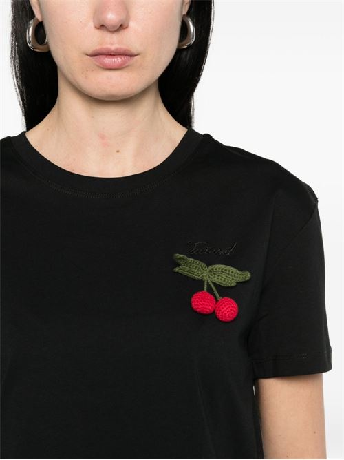 T-shirt donna nera con dettaglio ciliege TWINSET | 261TT227100006