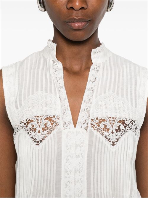 Bluse donna bianca in misto cotone e seta TWINSET | 261TT234100282