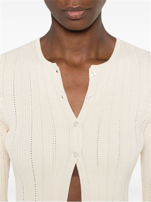 Cardigan donna Twinset panna a costine TWINSET | 261TT312007222