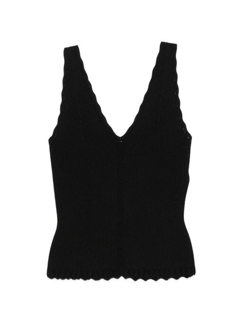 Canotta donna Twinset nera a costine con scollo a V TWINSET | 261TT312200006