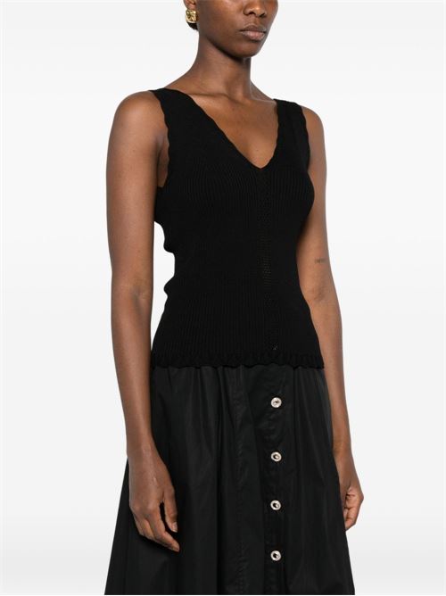 Canotta donna Twinset nera a costine con scollo a V TWINSET | 261TT312200006