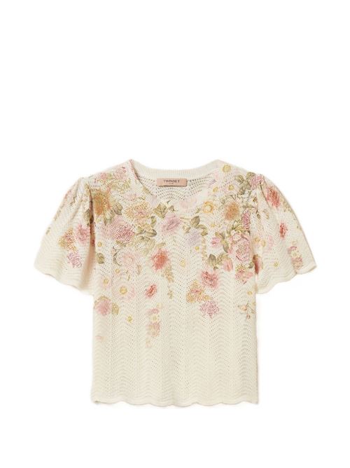 Maglia donna maniche corte con stampa floreale TWINSET | 261TT322113588