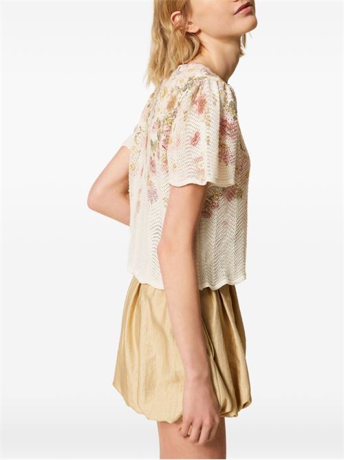 Maglia donna maniche corte con stampa floreale TWINSET | 261TT322113588