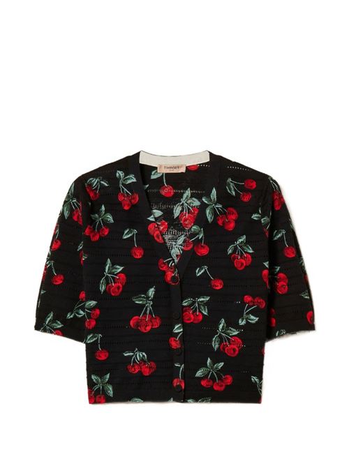Maglia donna con scollo a V e stampa Cherry TWINSET | 261TT327013500