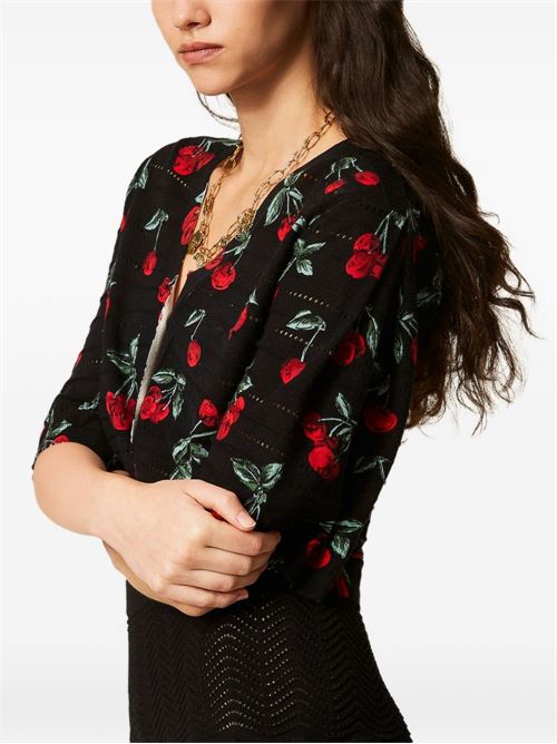 Maglia donna con scollo a V e stampa Cherry TWINSET | 261TT327013500
