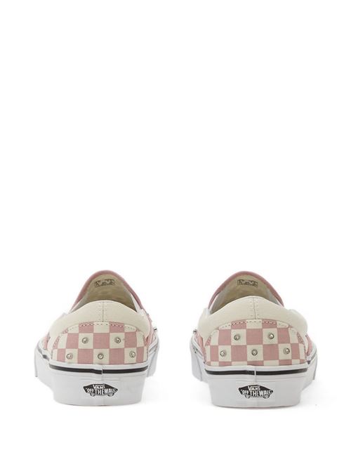 Sneakers slip-on Vans da donna rosa malva in tela con motivo a scacchi e borchie vans | VN000D6YFPR