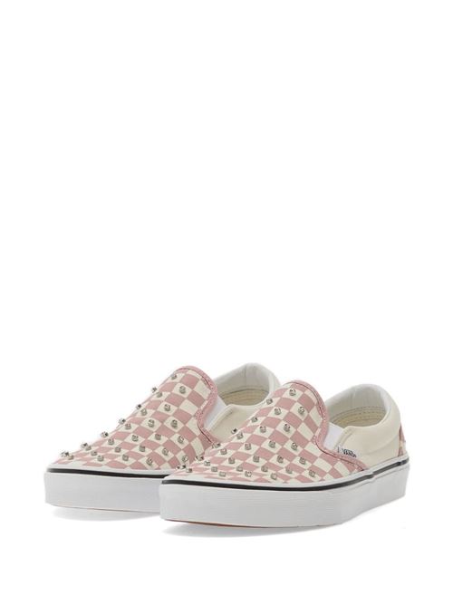 Sneakers slip-on Vans da donna rosa malva in tela con motivo a scacchi e borchie vans | VN000D6YFPR
