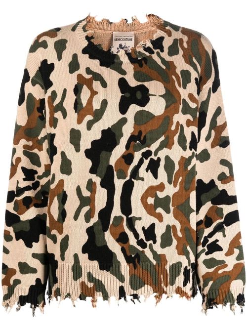 Maglia donna modello over fantasia camouflage SEMICOUTURE | Y2WC20CMF-4