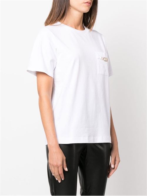 T-shirt bianca donna con morsetto e logo oro sul petto TWINSET | 222TT241200001