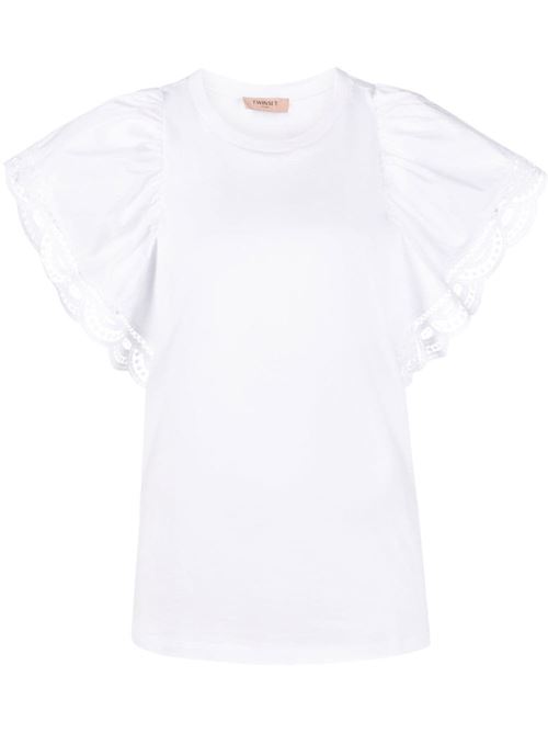 T-shirt maniche corte in pizzo bianca TWINSET | 221TT214100001