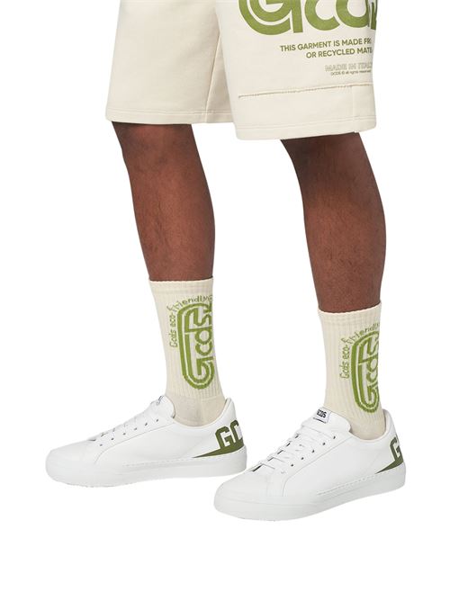 Sneakers uomo Bucket in pelle ecologica bianco verde GCDS | SS22M46002005
