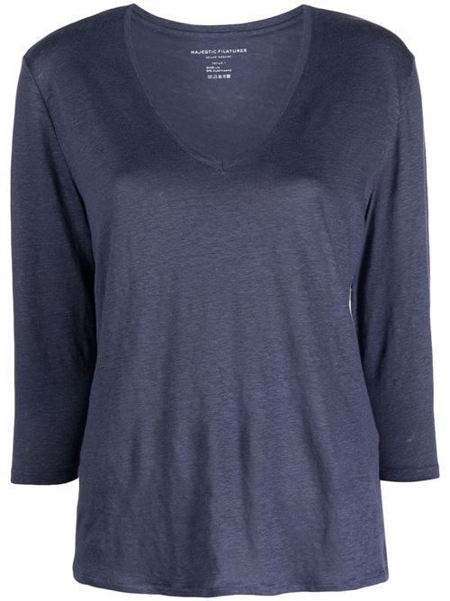 T shirt donna scollo a V MAJESTIC FILATURES | M011FTS598332
