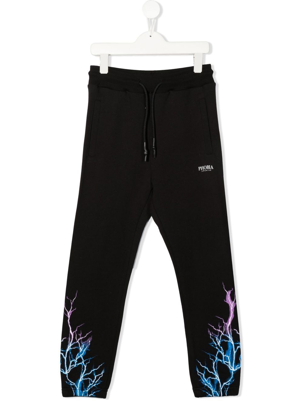 Pantalone felpa bambino nero con disegni sul fondo colorati