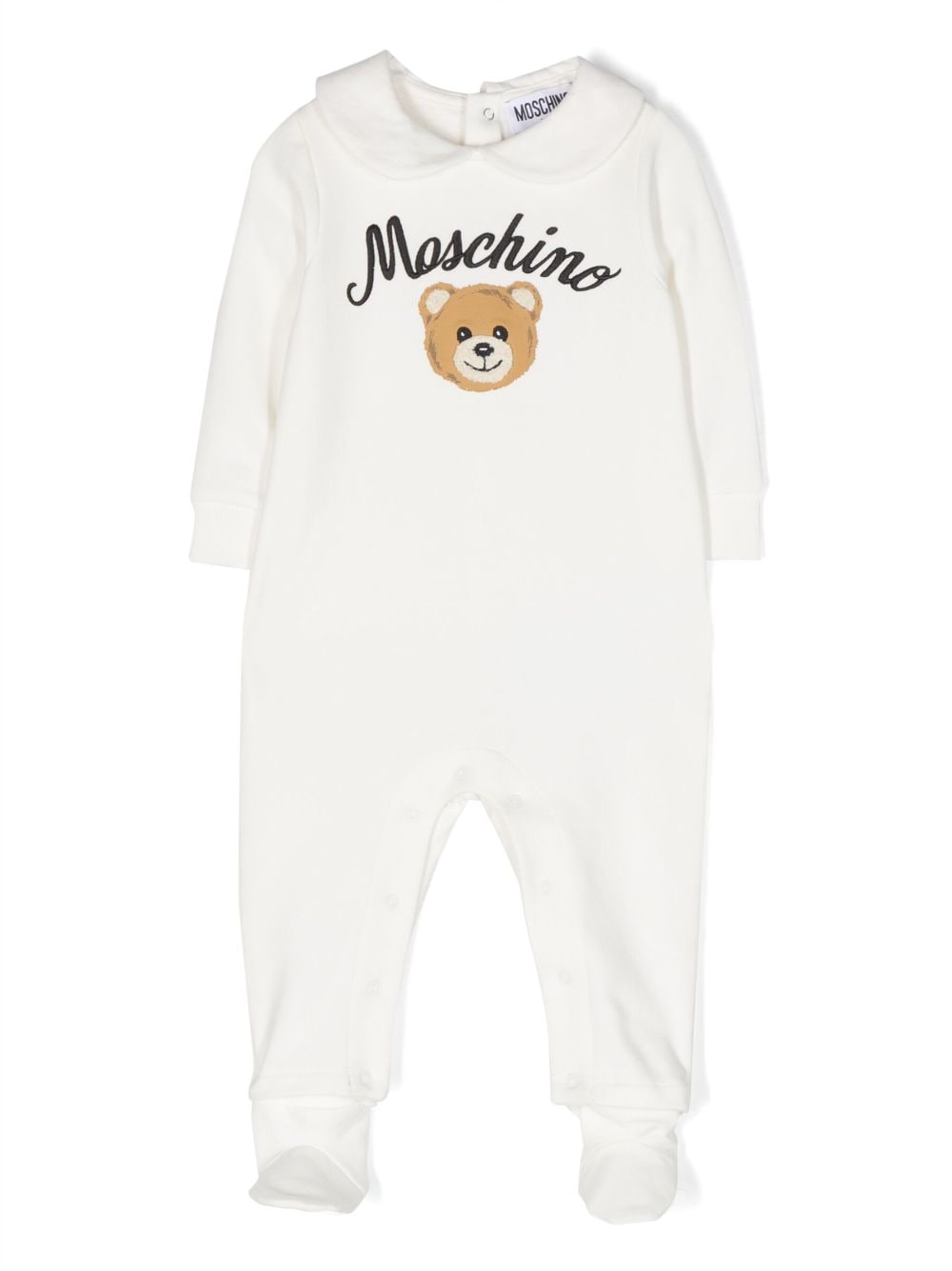 Tutina Marca Moda Bambino Tutina Neonata Moschino MDY015LAA22 - Body Bianco In Sintetico Per Neonati 1-3 Mesi Abbigliamento Neonato Luxury